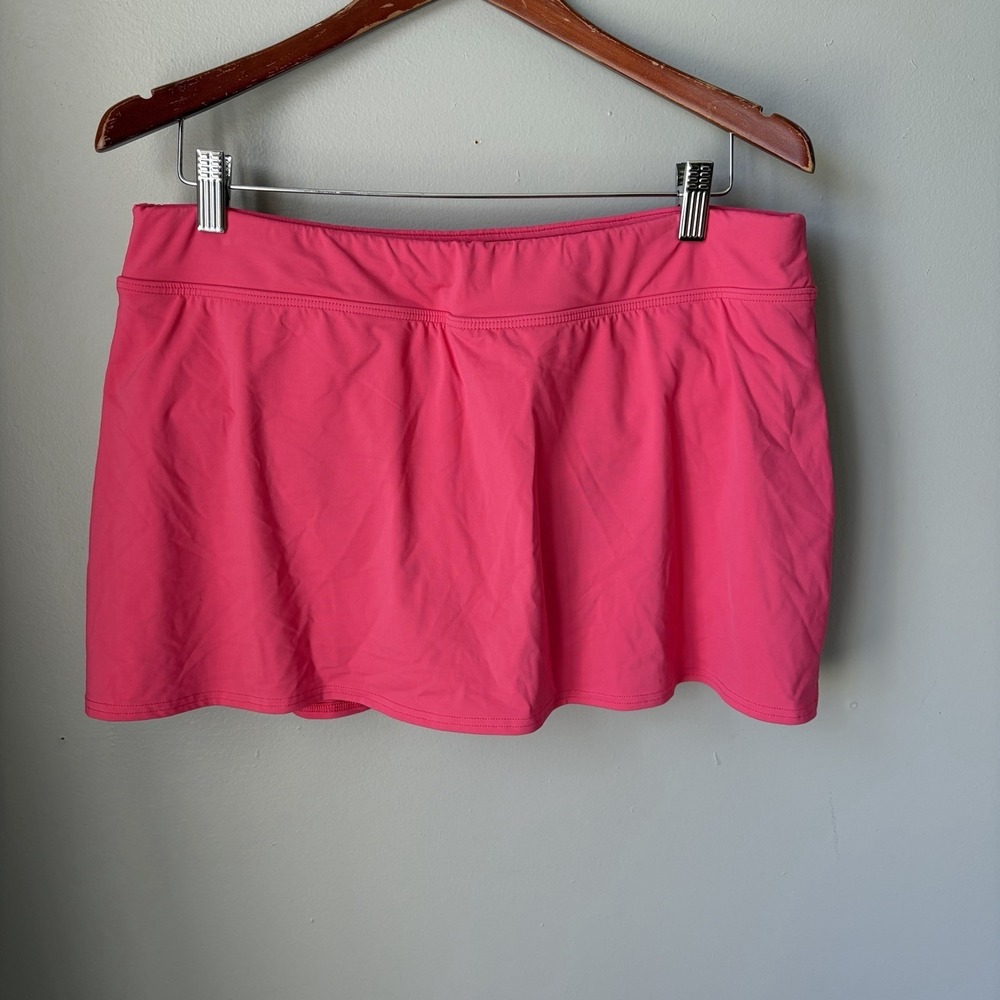 Lands End Chlorine Resistant Fushia Pink Mini Swim Skirt Size 16 Petite Women's
